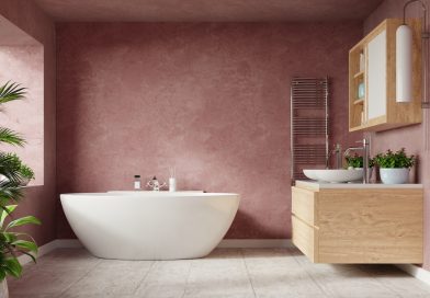 Modern Bathroom interior design on dark Sonic color wall,3d rendering